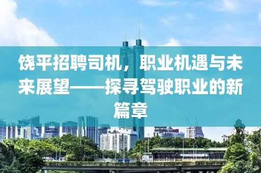 饶平招聘司机，职业机遇与未来展望——探寻驾驶职业的新篇章